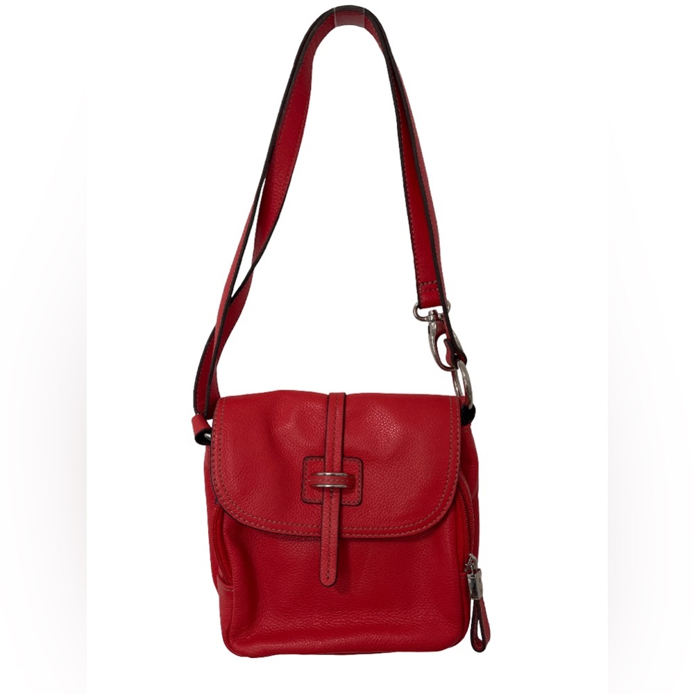 Tignanello Women’s Bright Coral Genuine Leather Statement Crossbody Bag
